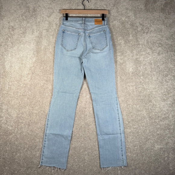 Hollister Womens 1 High Rise Straight Leg Distressed Light Denim Mom Jeans 25x31 - Picture 6 of 10